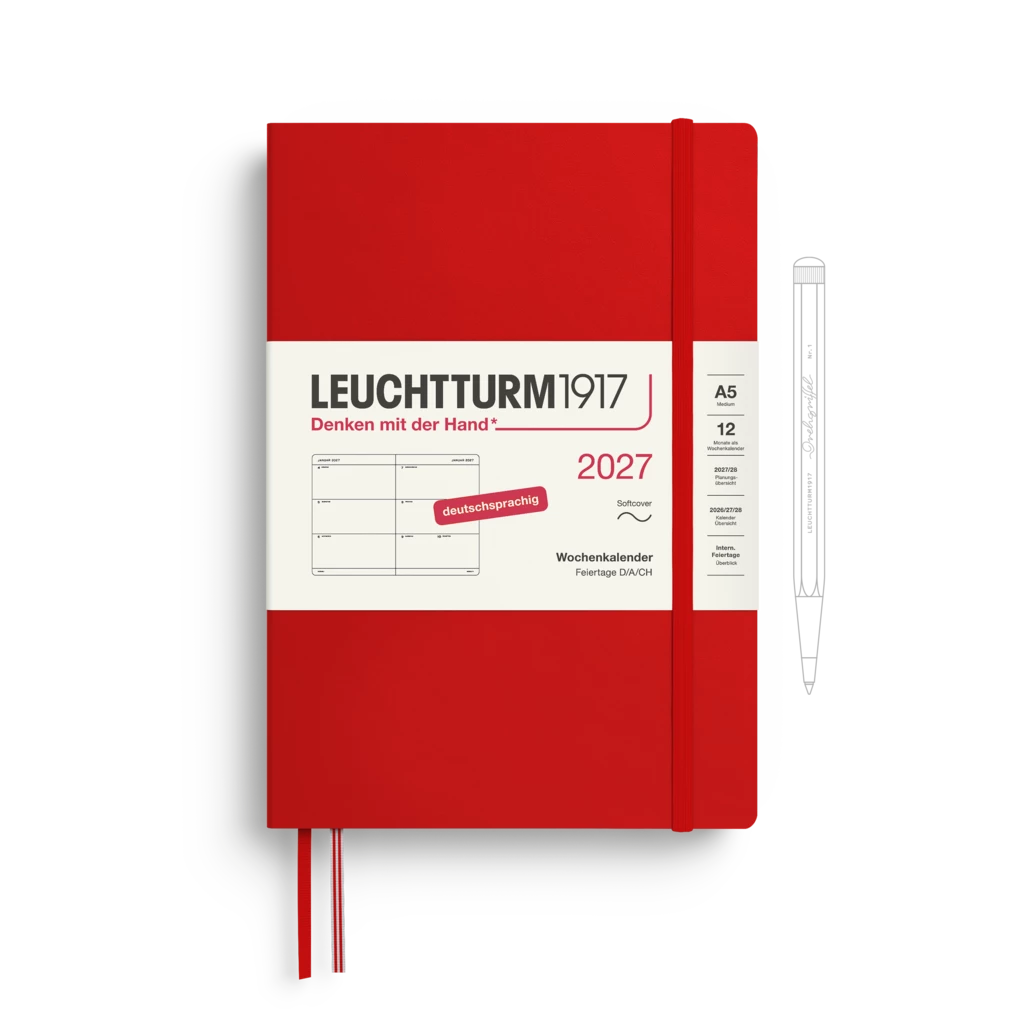 Wochenkalender Medium (A5) 2027, Softcover, Cherry, Deutsch Wochenkalender Medium (A5) 2027, Softcover, Cherry, Deutsch