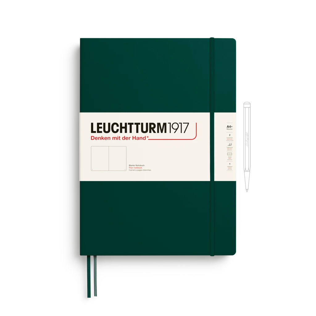 Notizbuch Master Classic (A4+), Hardcover, 235 nummerierte Seiten, Forest Green, Blanko Notizbuch Master Classic (A4+), Hardcover, 235 nummerierte Seiten, Forest Green, Blanko