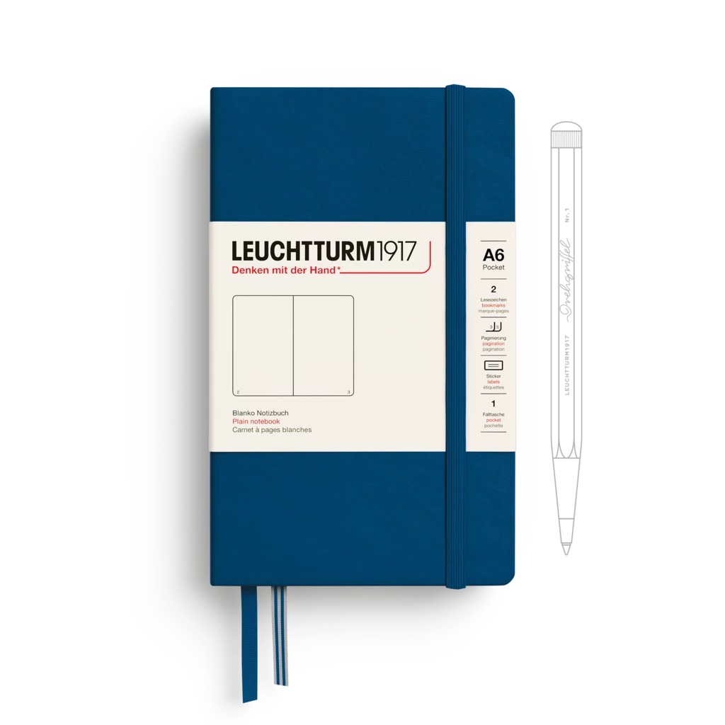 Notebook Pocket (A6), Hardcover, 187 numbered pages, Indigo, plain