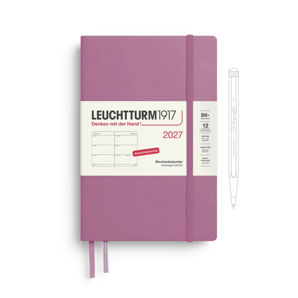 Wochenkalender Paperback (B6+) 2027, Dusty Rose, Deutsch