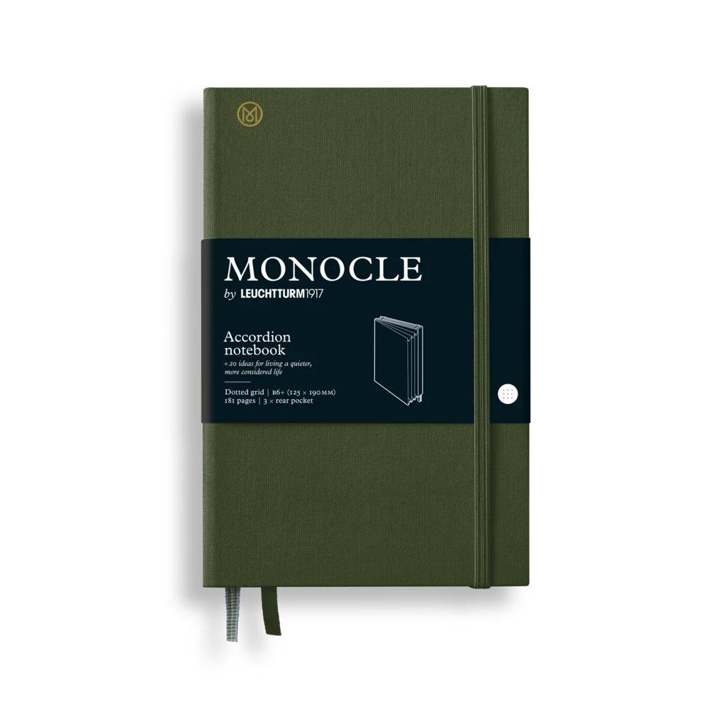 Monocle Wallet B6+, Hardcover, 192 numbered pages, Olive, dotted Monocle Wallet B6+, Hardcover, 192 numbered pages, Olive, dotted