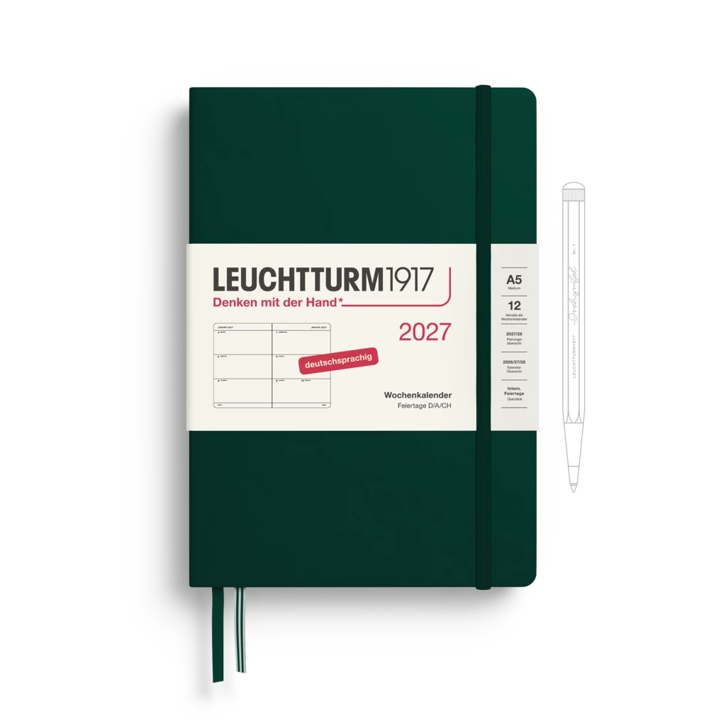Wochenkalender Medium (A5) 2027, Forest Green, Deutsch