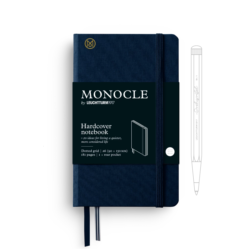 Notizbuch A6 Monocle, Hardcover, 192 nummerierte Seiten, Navy, dotted Notizbuch A6 Monocle, Hardcover, 192 nummerierte Seiten, Navy, dotted