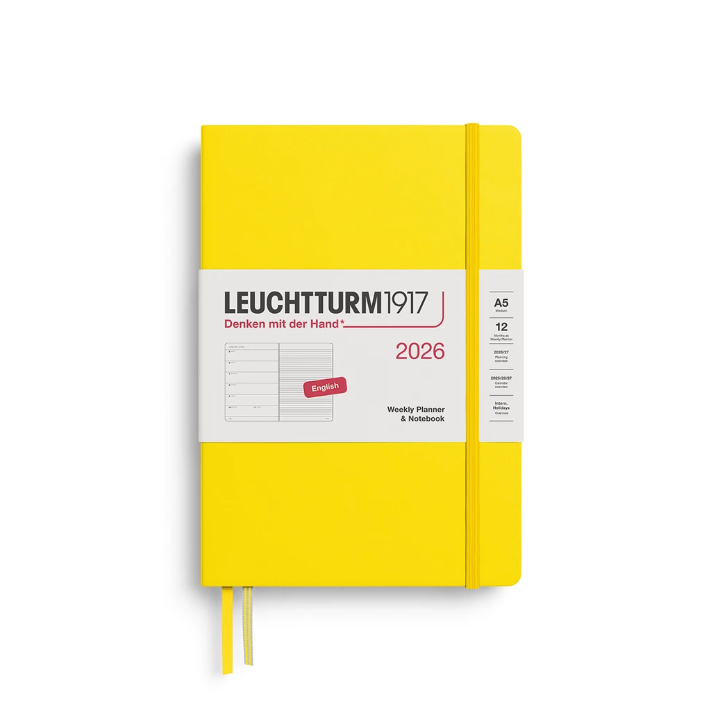 Weekly Planner & Notebook Medium (A5) 2026, Lemon, English