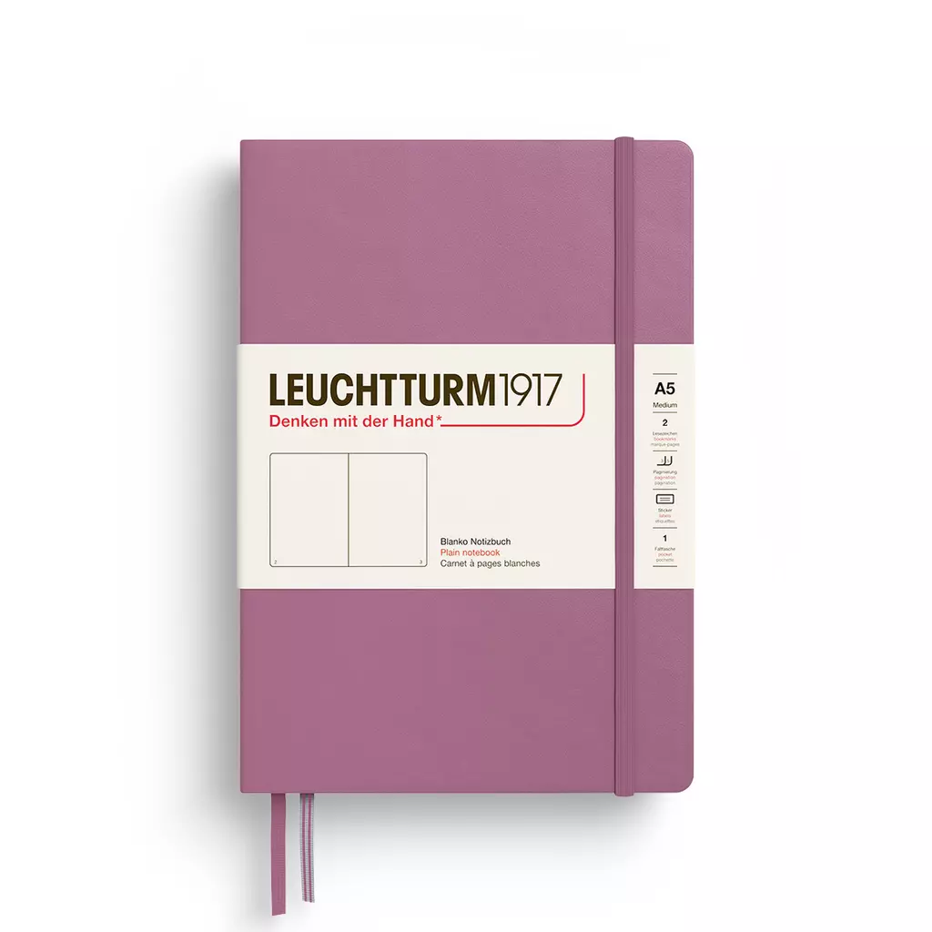 Notizbuch Medium (A5), Hardcover, 251 nummerierte Seiten, Dusty Rose, blanko