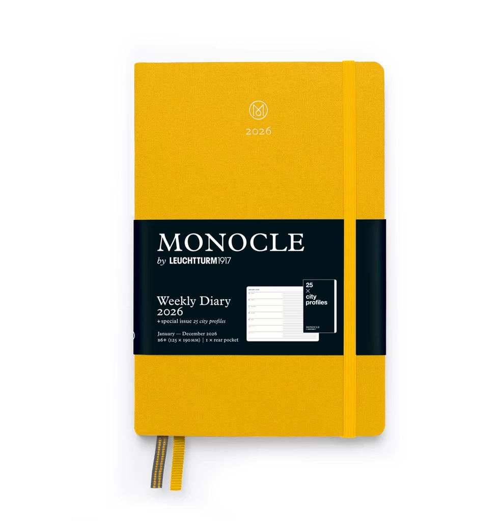 Weekly Planner & Notebook Monocle, Paperback (B6+) 2026, with booklet, Yellow, English Weekly Planner & Notebook Monocle, Paperback (B6+) 2026, with booklet, Yellow, English