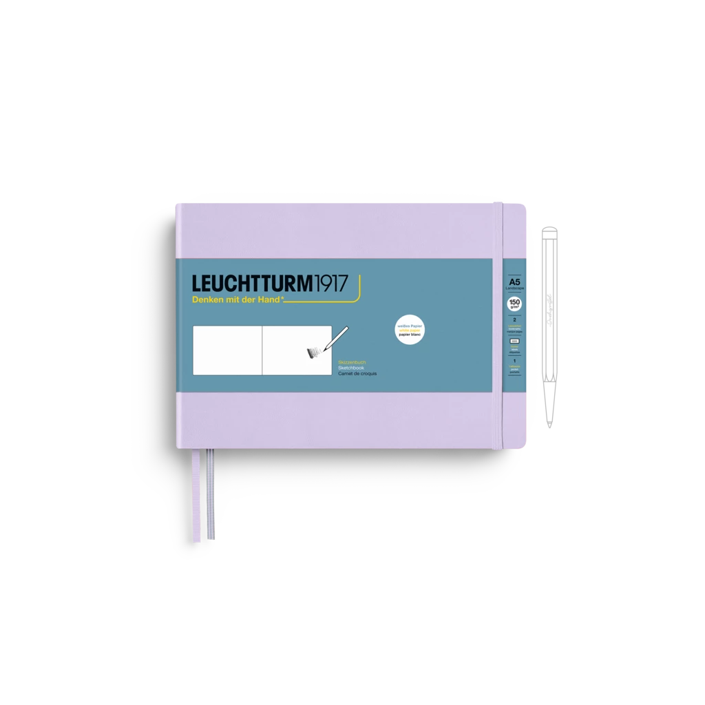 Skizzenbuch Landscape (A5 Querformat), Hardcover, 112 Seiten (150 g/qm), blanko, Lilac Skizzenbuch Landscape (A5 Querformat), Hardcover, 112 Seiten (150 g/qm), blanko, Lilac