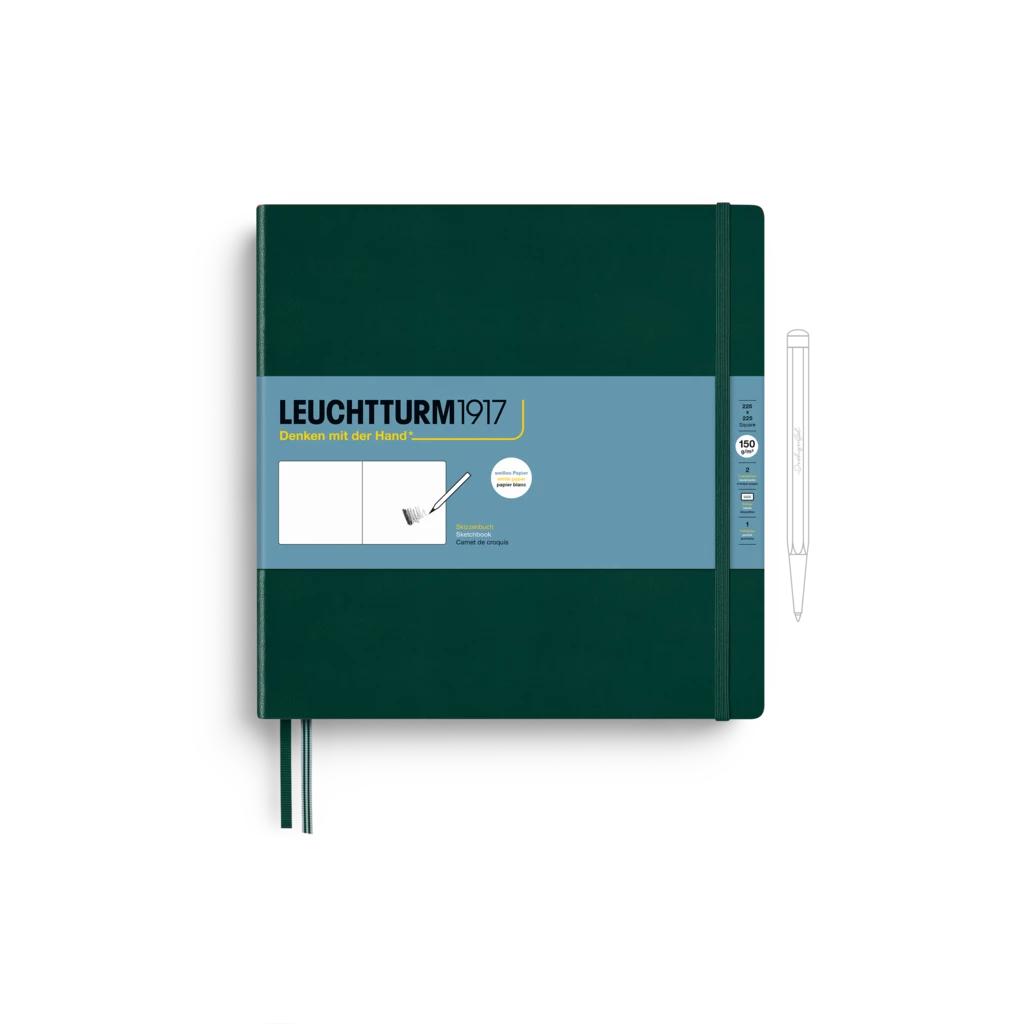 Skizzenbuch Quadrat (225 x 225 mm), Hardcover, 112 Seiten (150 g/qm), blanko, Forest Green Skizzenbuch Quadrat (225 x 225 mm), Hardcover, 112 Seiten (150 g/qm), blanko, Forest Green