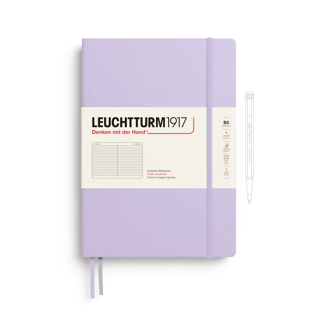 Notizbuch Composition (B5), Hardcover, 219 nummerierte Seiten, Lilac, Liniert