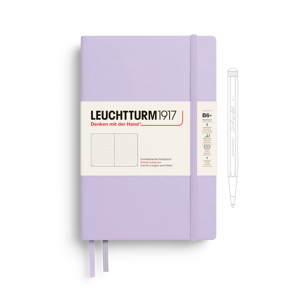 Notizbuch Paperback (B6+), Hardcover, 219 nummerierte Seiten, Lilac, Dotted