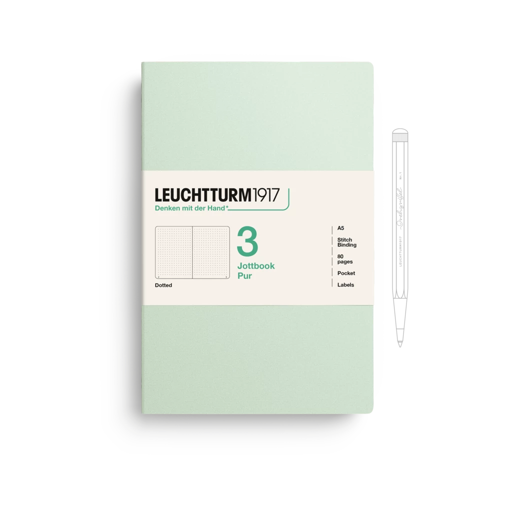 Jottbook pur (A5), 80 numbered pages, dotted, Mint Green, pack of 3 Jottbook pur (A5), 80 numbered pages, dotted, Mint Green, pack of 3