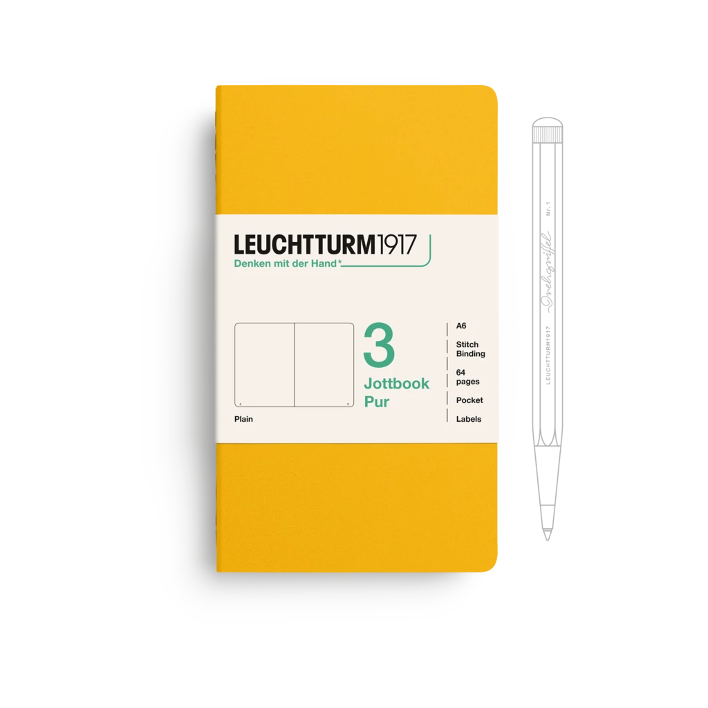 Jottbook pur (A6), 64 nummerierte Seiten, Blanko, Sunflower, im Dreierpack Jottbook pur (A6), 64 nummerierte Seiten, Blanko, Sunflower, im Dreierpack