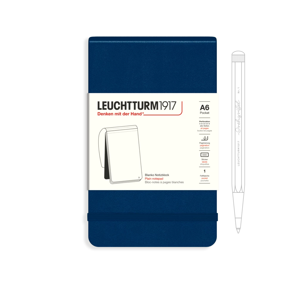 Notizblock Pocket (A6), Hardcover, 184 nummerierte Seiten,Marine, Blanko Notizblock Pocket (A6), Hardcover, 184 nummerierte Seiten,Marine, Blanko