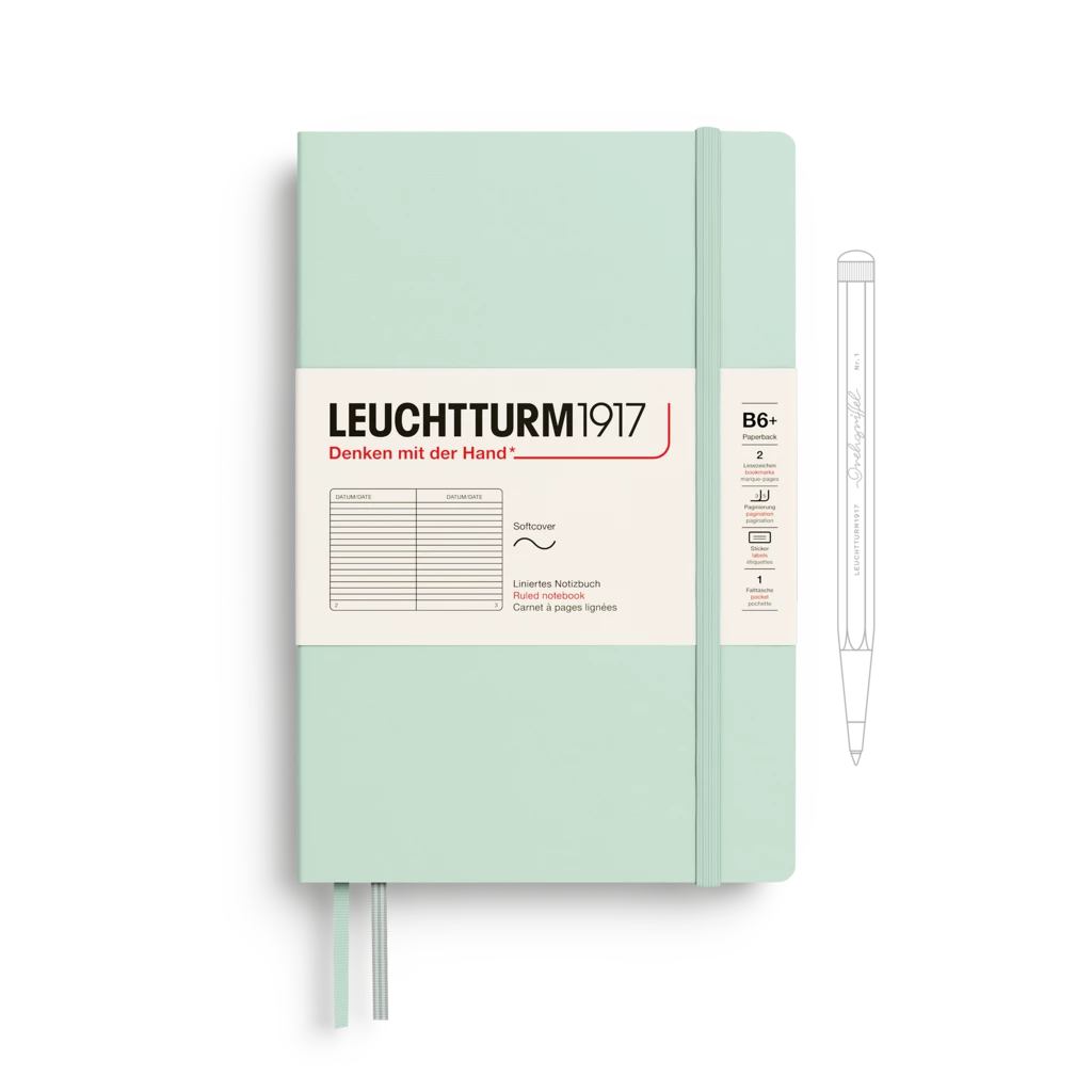 Notizbuch Paperback (B6+), Softcover, 123 nummerierte Seiten, Mint Green, Liniert Notizbuch Paperback (B6+), Softcover, 123 nummerierte Seiten, Mint Green, Liniert