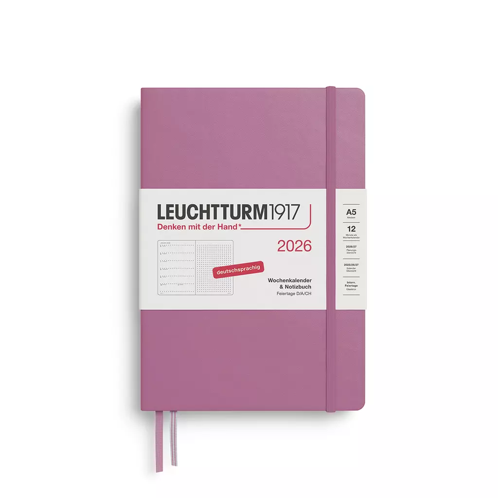 Wochenkalender & Notizbuch Dotted Medium (A5) 2026, Dusty Rose, Deutsch