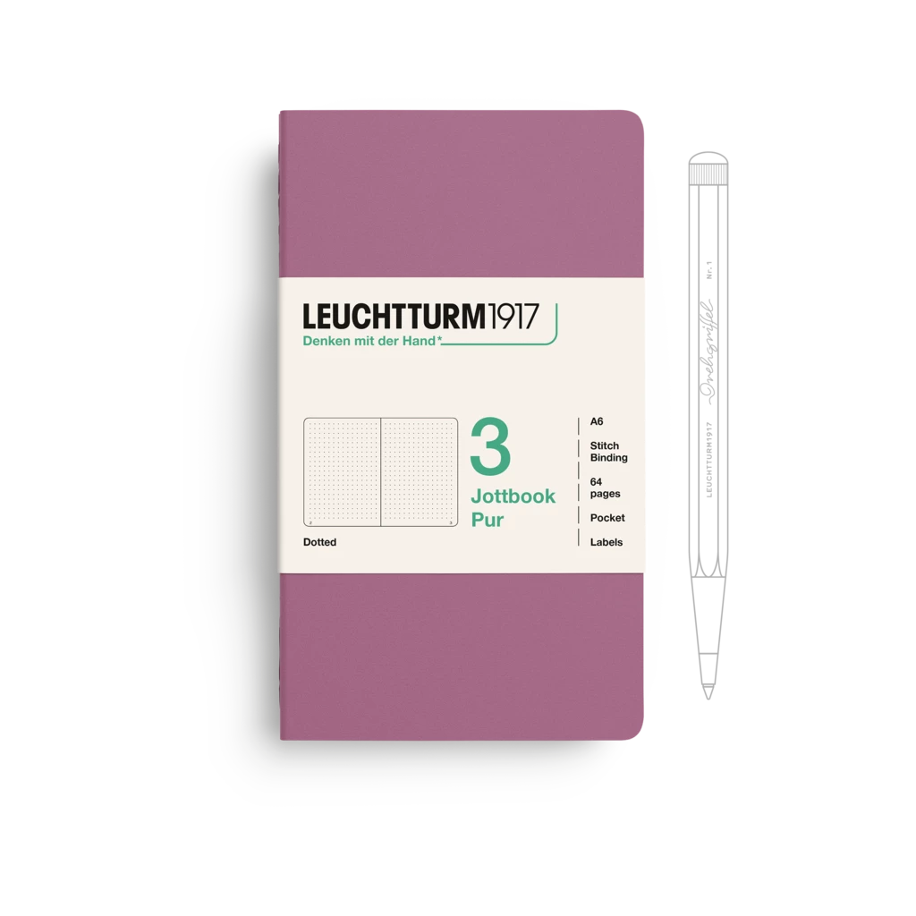 Jottbook pur (A6), 64 numbered pages, dotted, Dusty Rose, pack of 3 Jottbook pur (A6), 64 numbered pages, dotted, Dusty Rose, pack of 3