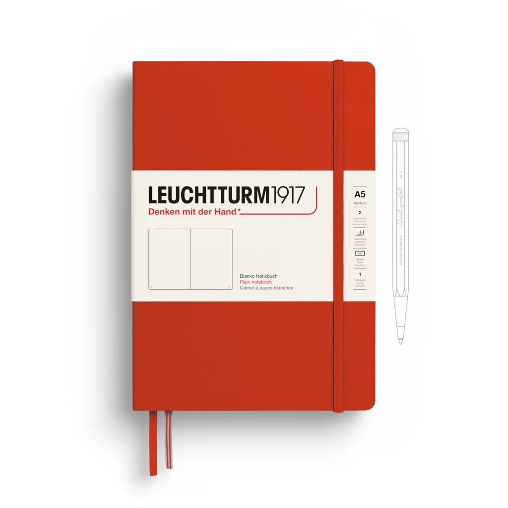 Notizbuch Medium (A5), Hardcover, 251 nummerierte Seiten, Fox Red, blanko Notizbuch Medium (A5), Hardcover, 251 nummerierte Seiten, Fox Red, blanko