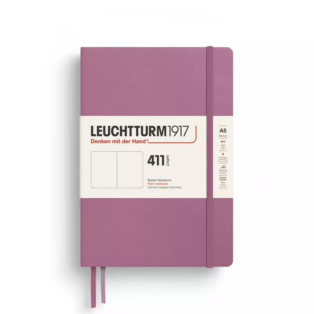 Notizbuch Medium (A5), Hardcover, 411 nummerierte Seiten, Dusty Rose, Blanko
