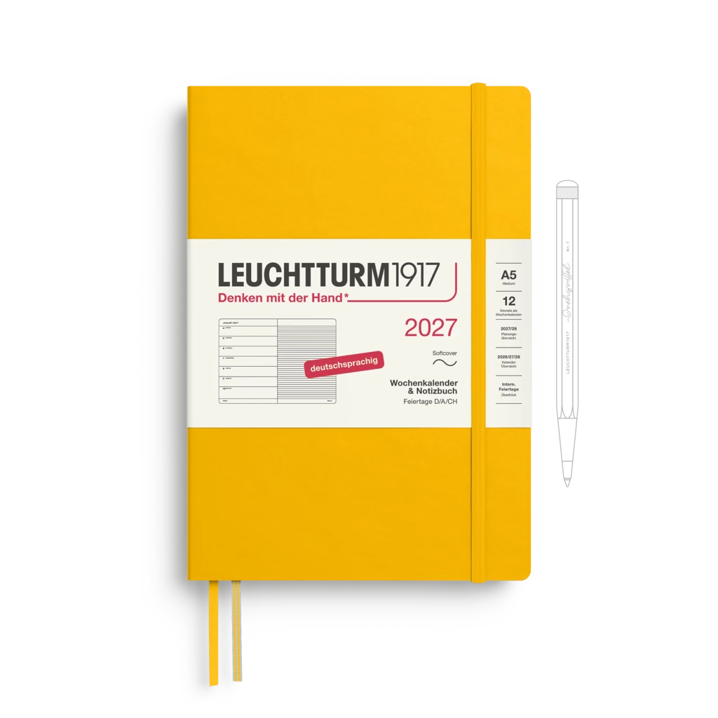 Wochenkalender & Notizbuch Medium (A5) 2027, Softcover, Sunflower, Deutsch