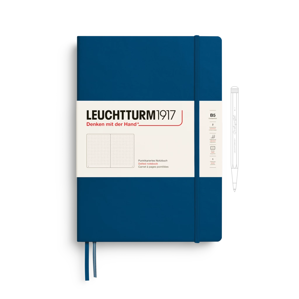 Notizbuch Composition (B5), Hardcover, 219 nummerierte Seiten, Indigo, Dotted