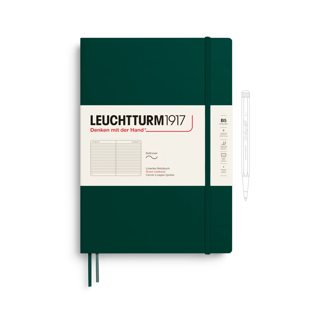 Notizbuch Composition (B5), Softcover, 123 nummerierte Seiten, Forest Green, Liniert