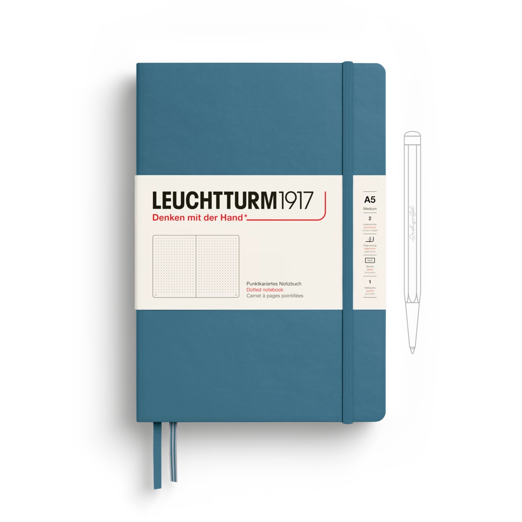 Notebook Medium (A5), Hardcover, 251 numbered pages, Stone Blue, dotted Notebook Medium (A5), Hardcover, 251 numbered pages, Stone Blue, dotted