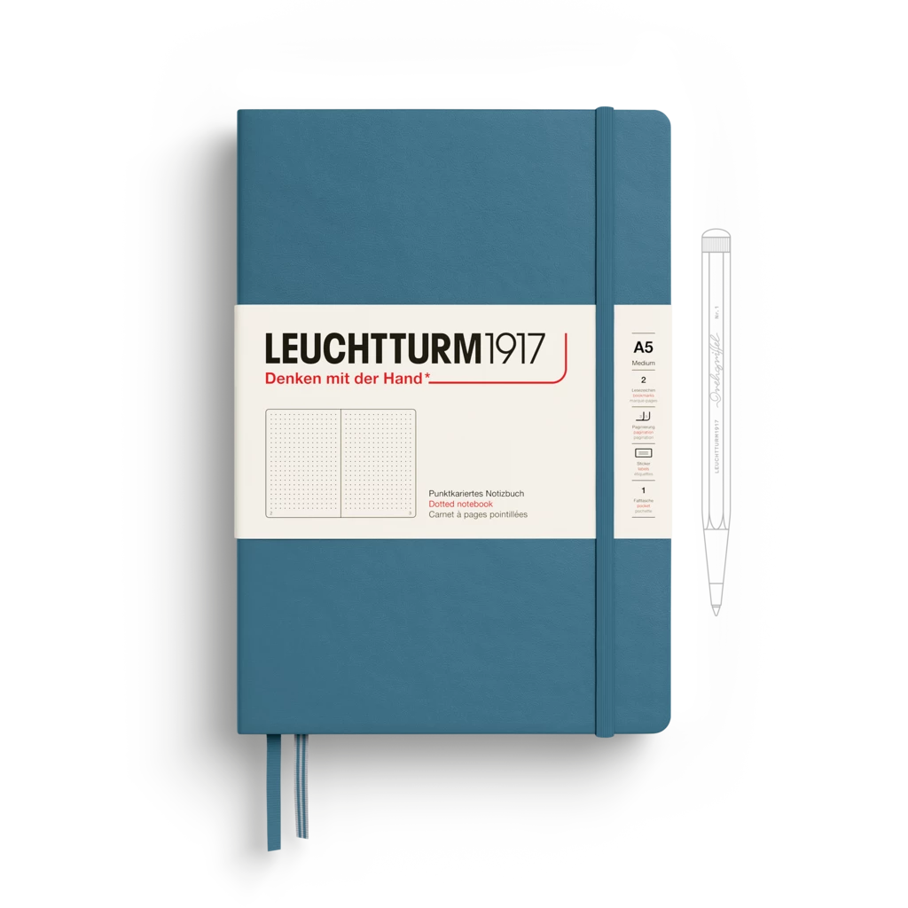 Notebook Medium (A5), Hardcover, 251 numbered pages, Stone Blue, dotted Notebook Medium (A5), Hardcover, 251 numbered pages, Stone Blue, dotted