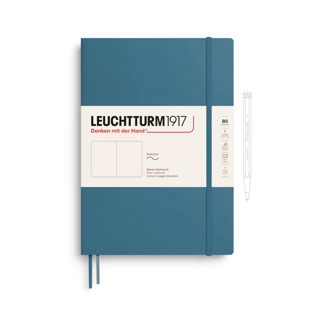 Notizbuch Composition (B5), Softcover, 123 nummerierte Seiten, Stone Blue, Blanko