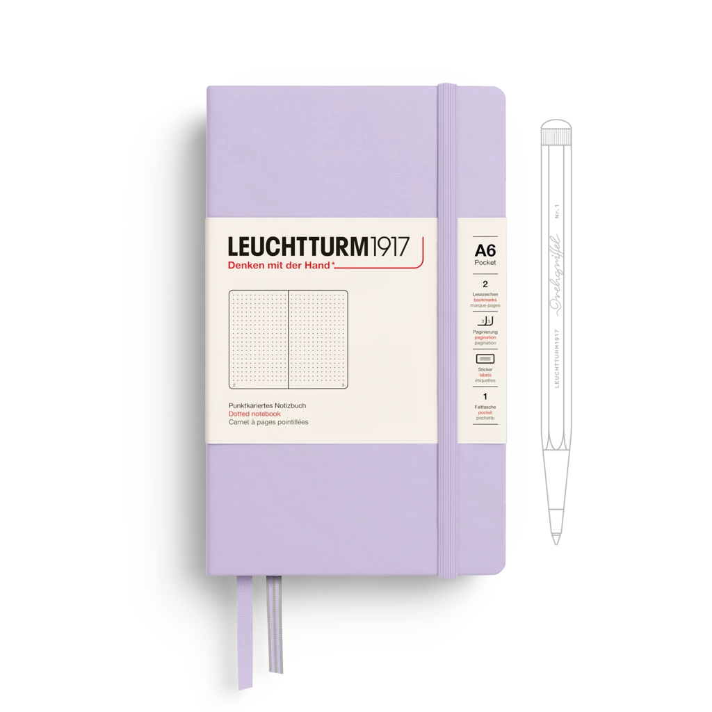 Notizbuch Pocket (A6), Hardcover, 187 nummerierte Seiten, Lilac, Dotted