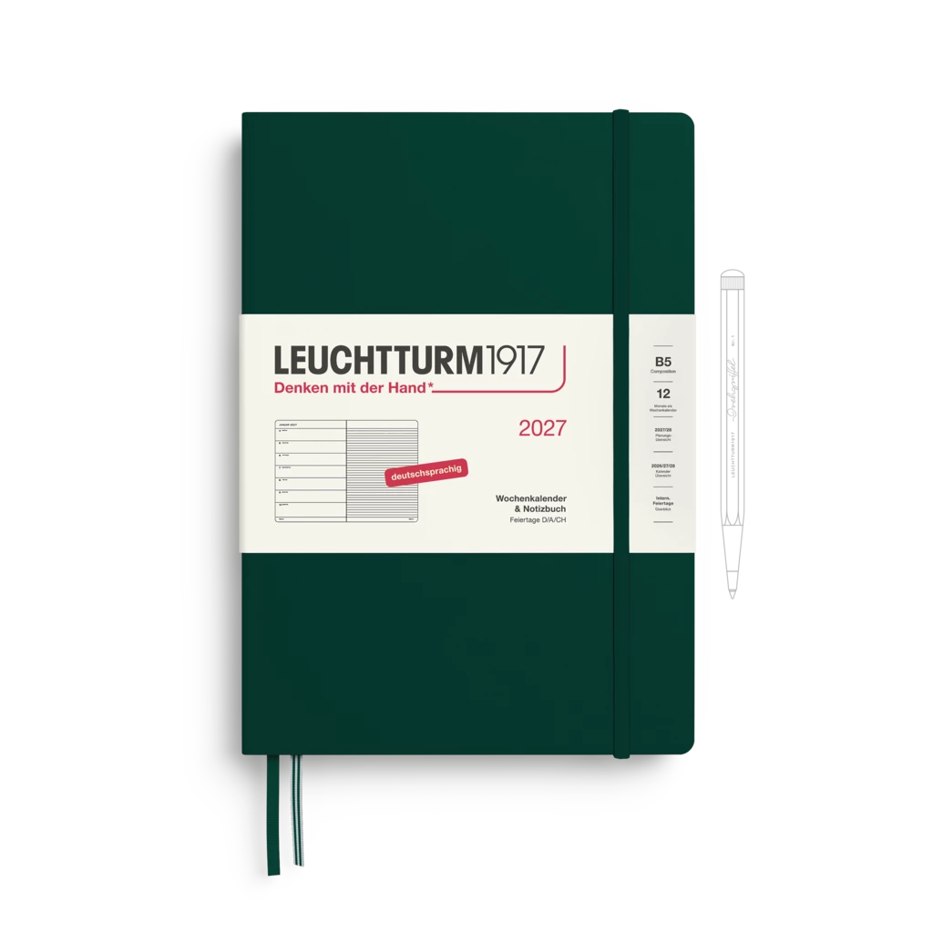 Wochenkalender & Notizbuch Composition (B5) 2027, Forest Green, Deutsch Wochenkalender & Notizbuch Composition (B5) 2027, Forest Green, Deutsch