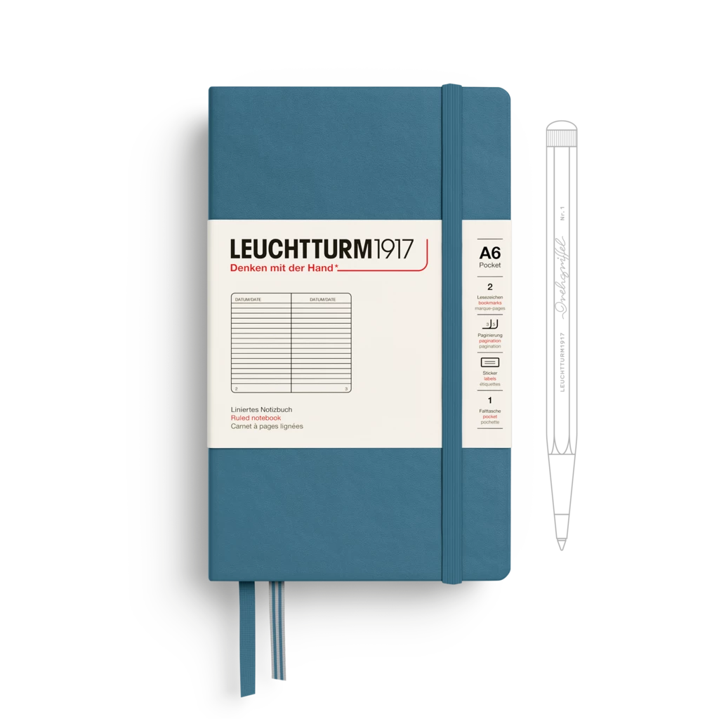 Notizbuch Pocket (A6), Hardcover, 187 nummerierte Seiten, Stone Blue, Liniert Notizbuch Pocket (A6), Hardcover, 187 nummerierte Seiten, Stone Blue, Liniert