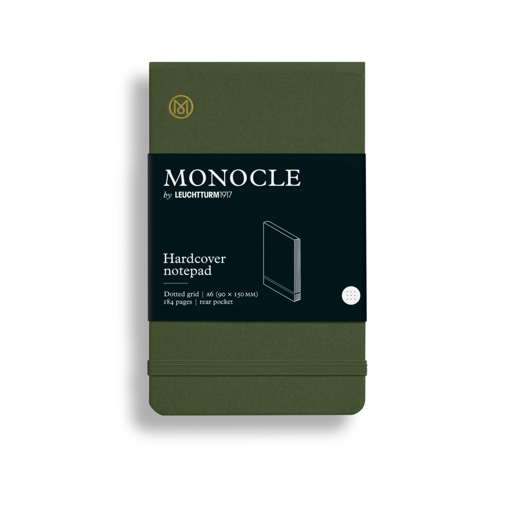 Notepad Pocket (A6) Monocle, Hardcover, 184 numbered pages, Olive, Dotted Notepad Pocket (A6) Monocle, Hardcover, 184 numbered pages, Olive, Dotted