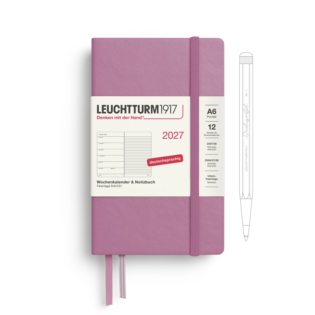 Weekly Planner & Notebook Pocket (A6) 2027, Dusty Rose, German Weekly Planner & Notebook Pocket (A6) 2027, Dusty Rose, German