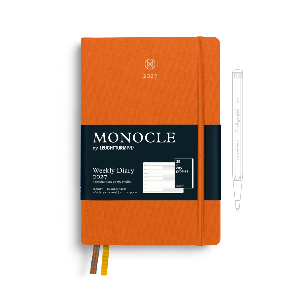 Wochenkalender & Notizbuch Monocle, Paperback (B6+) 2027, mit Extraheft, Orange, Englisch Wochenkalender & Notizbuch Monocle, Paperback (B6+) 2027, mit Extraheft, Orange, Englisch