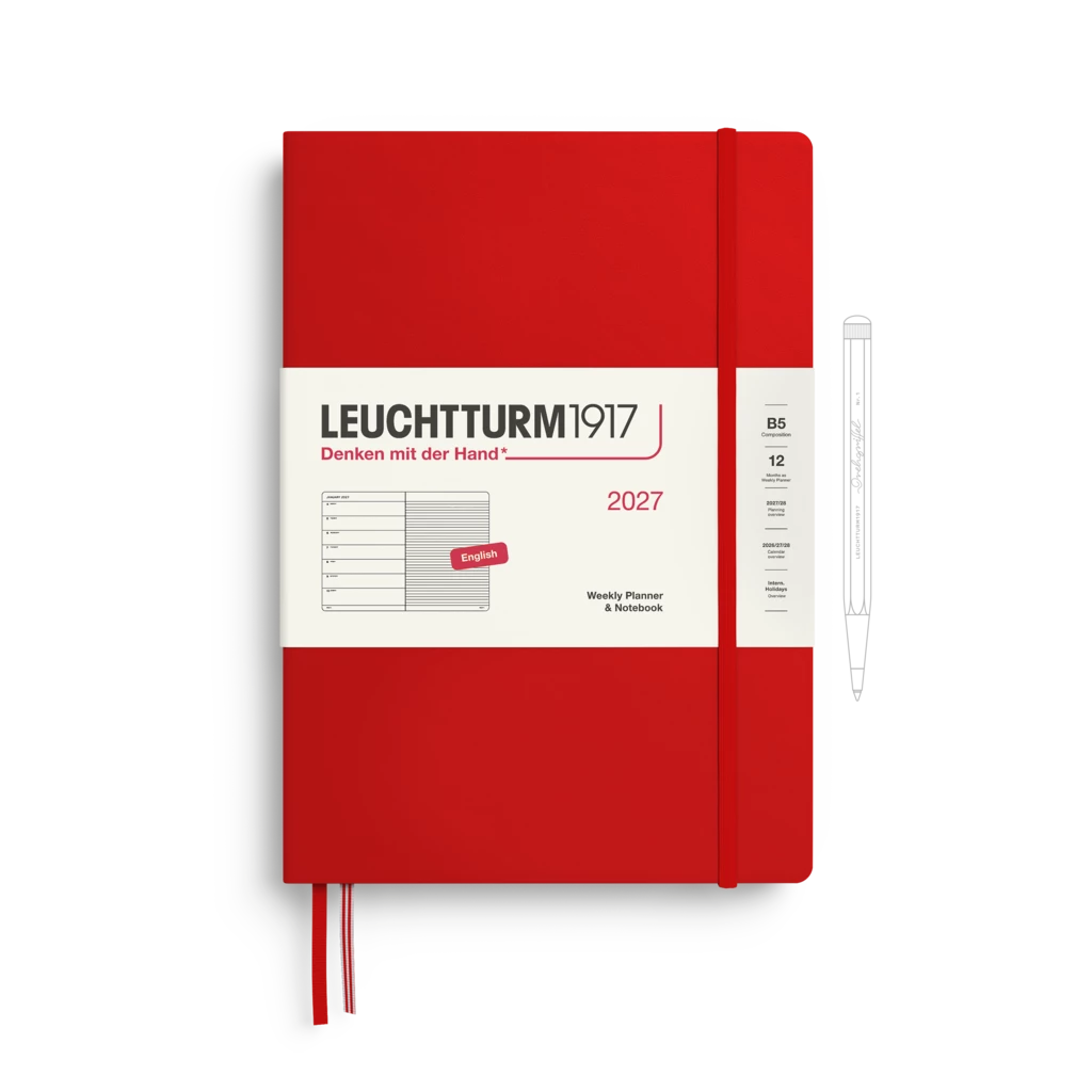 Wochenkalender & Notizbuch Composition (B5) 2027, Cherry, Englisch Wochenkalender & Notizbuch Composition (B5) 2027, Cherry, Englisch