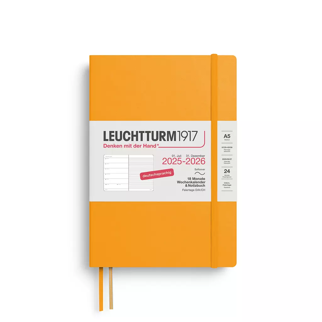 Wochenk. & Notizbuch Medium (A5) 2026, 18 Monate, Softcover, Rising Sun, Deutsch