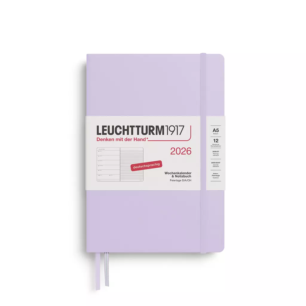 Wochenkalender & Notizbuch Medium (A5) 2026, Lilac, Deutsch