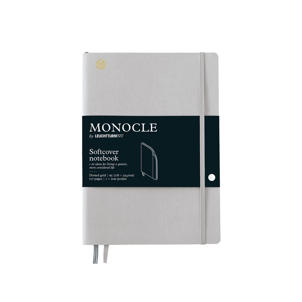 Notebook B5 Monocle, Softcover, 128 numbered pages, Light Grey, dotted Notebook B5 Monocle, Softcover, 128 numbered pages, Light Grey, dotted