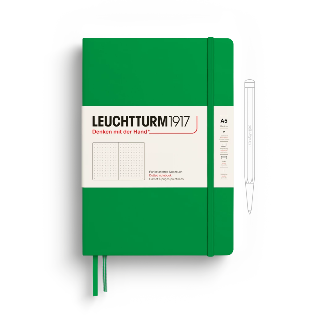 Notebook Medium (A5), Hardcover, 251 numbered pages, Spring Leaf, dotted Notebook Medium (A5), Hardcover, 251 numbered pages, Spring Leaf, dotted