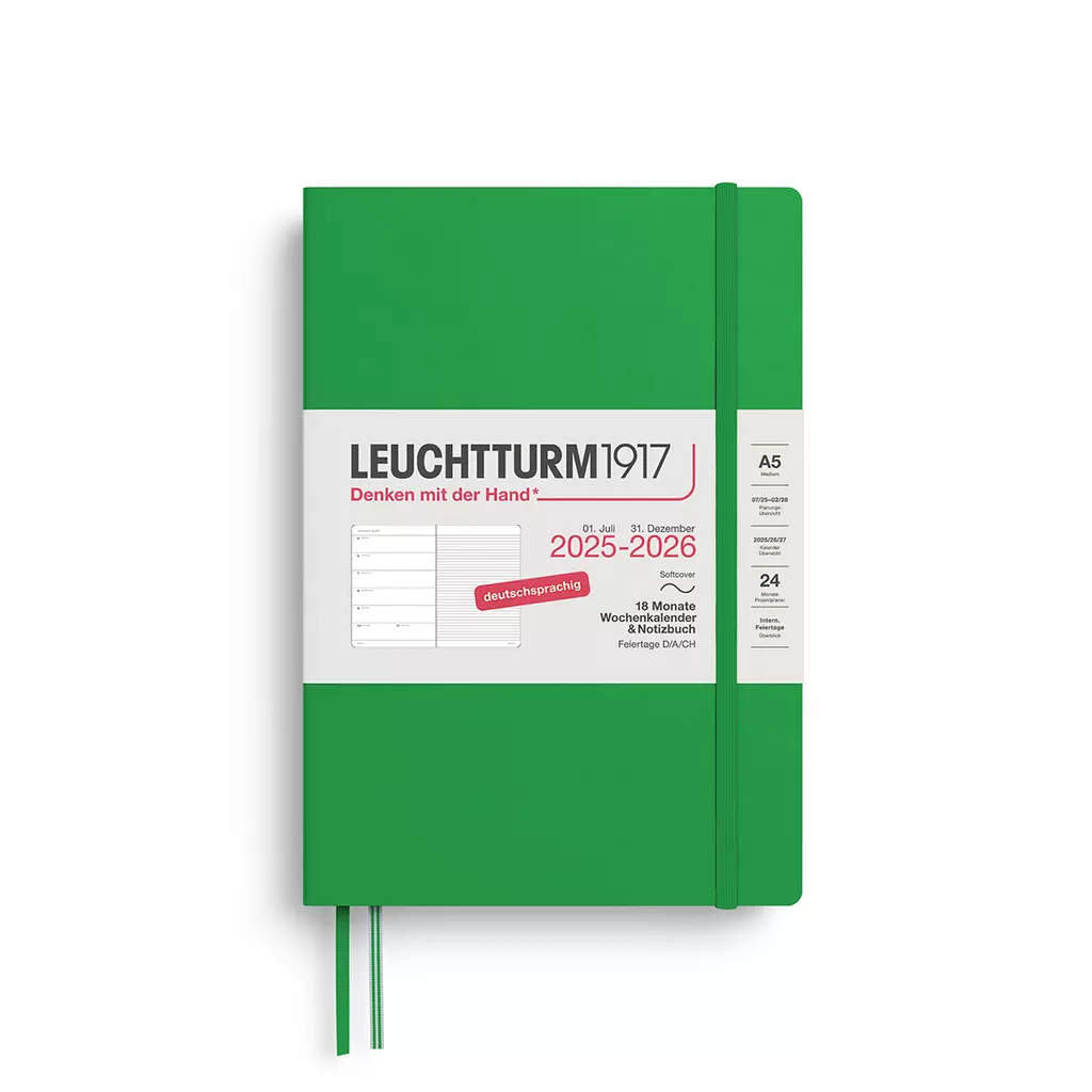 Wochenk. & Notizbuch Medium (A5) 2026, 18 Monate, Softcover, Spring Leaf, Deutsch