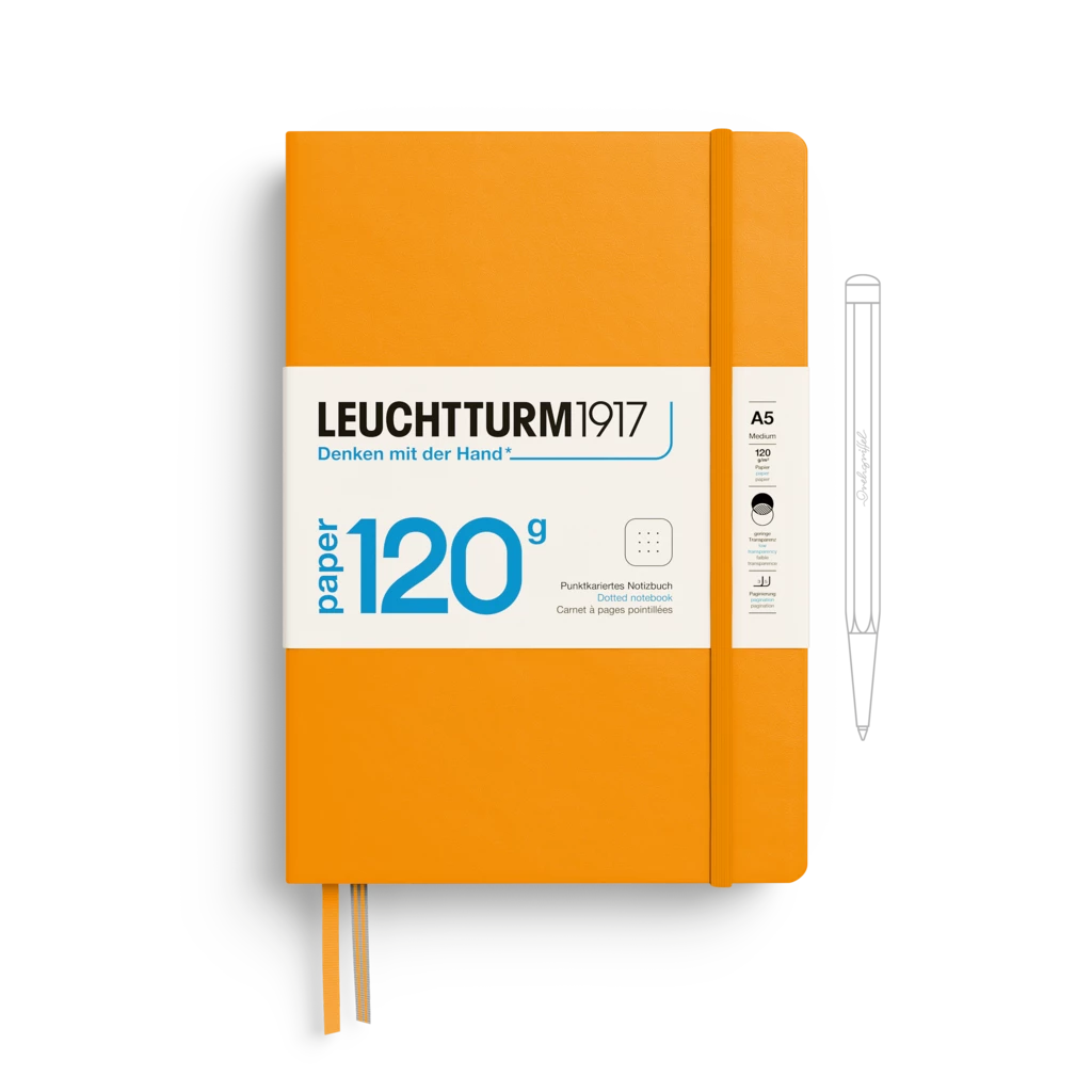 Notebook Medium (A5), EDITION 120, Hardcover, 203 numbered pages, Rising Sun, dotted Notebook Medium (A5), EDITION 120, Hardcover, 203 numbered pages, Rising Sun, dotted