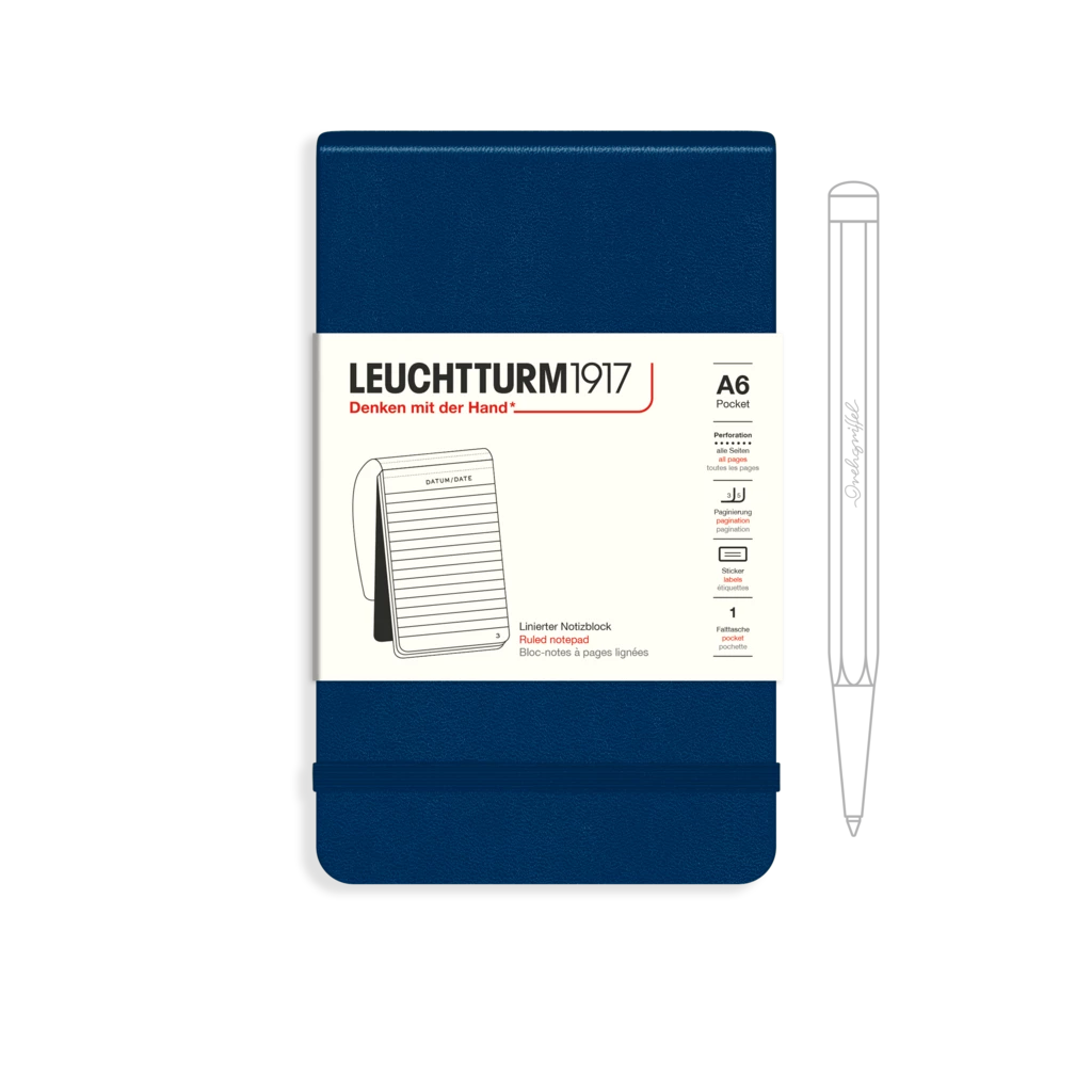 Notepad Pocket (A6), Hardcover, 184 numbered pages, navy, ruled Notepad Pocket (A6), Hardcover, 184 numbered pages, navy, ruled