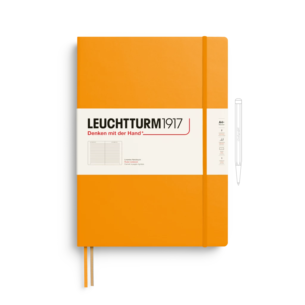 Notizbuch Master Classic (A4+), Hardcover, 235 nummerierte Seiten, Rising Sun, Liniert Notizbuch Master Classic (A4+), Hardcover, 235 nummerierte Seiten, Rising Sun, Liniert