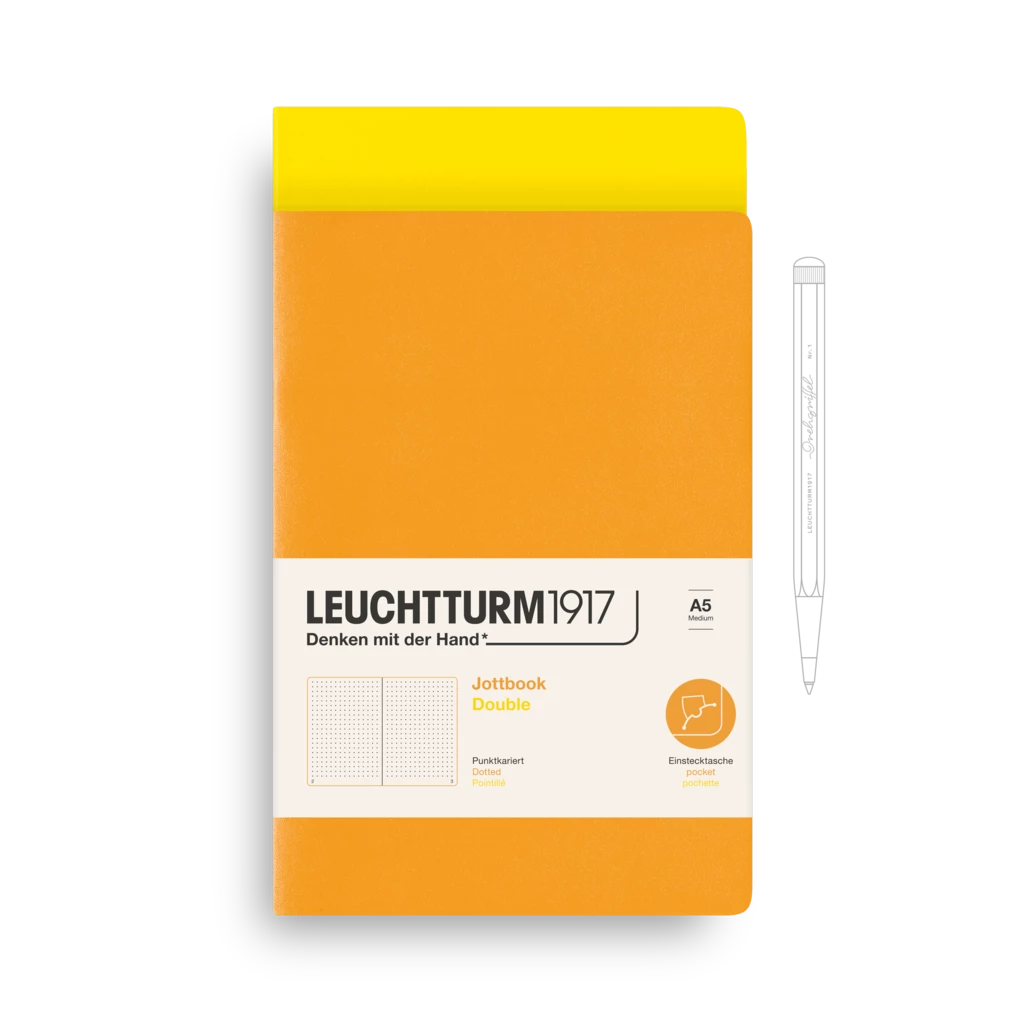 Jottbook (A5), 59 nummerierte Seiten, Dotted, Zitrone und Rising Sun, im Doppelpack Jottbook (A5), 59 nummerierte Seiten, Dotted, Zitrone und Rising Sun, im Doppelpack