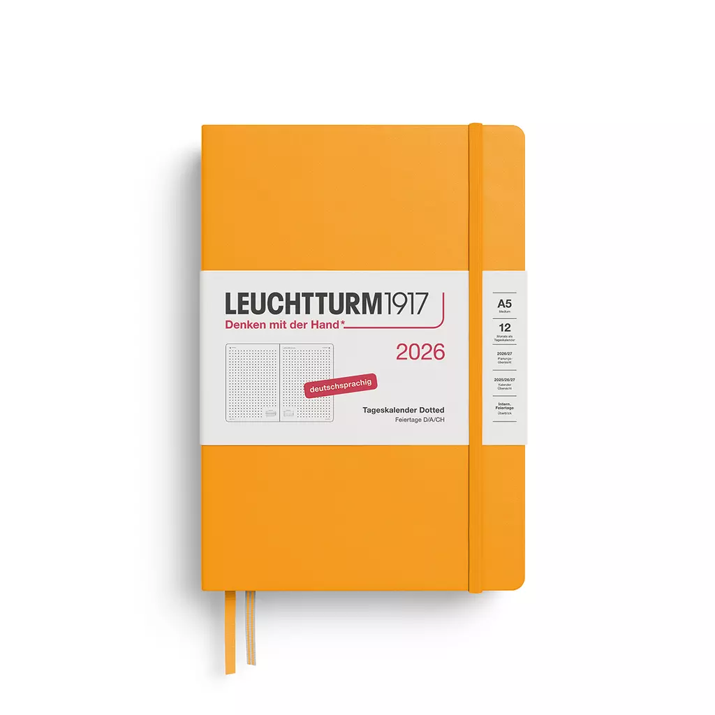 Tageskalender Dotted Medium (A5) 2026, Rising Sun, Deutsch