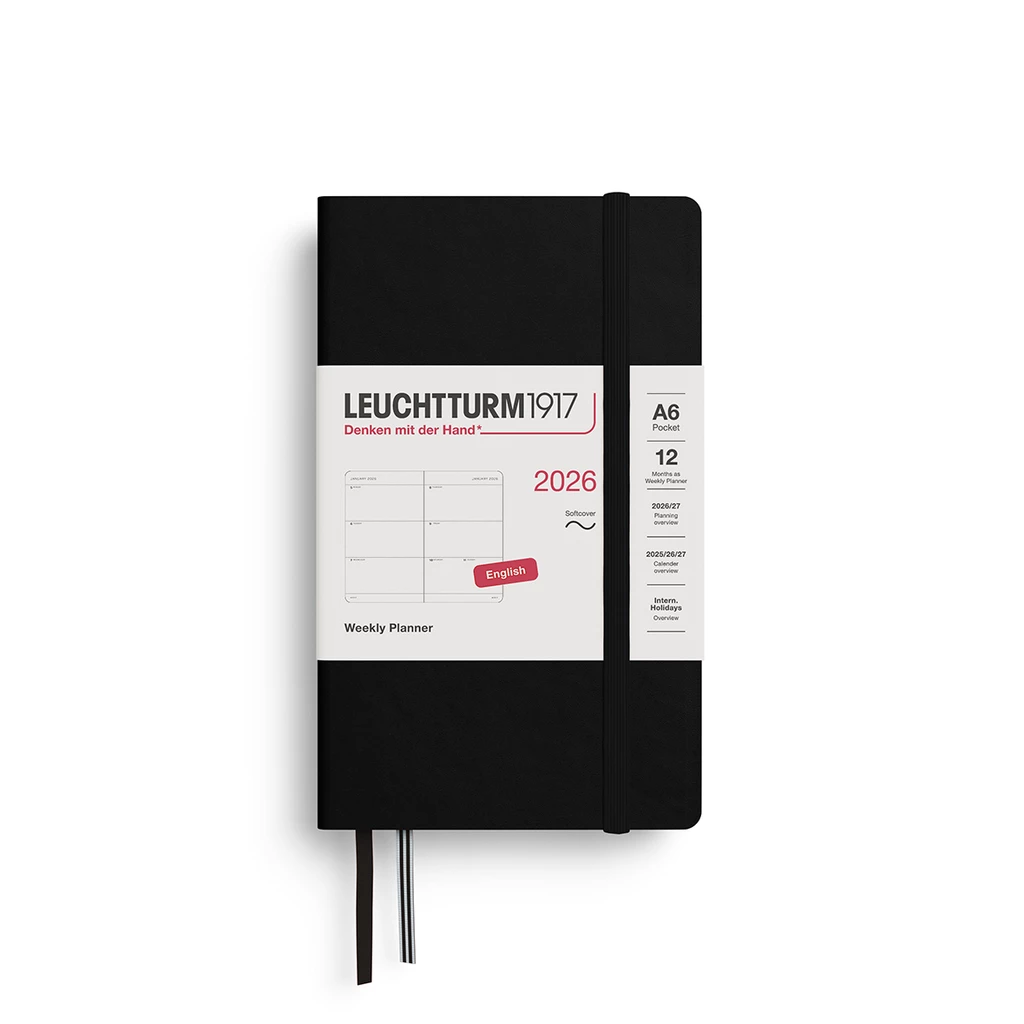 Weekly Planner Pocket (A6) 2026, Softcover, Black, English