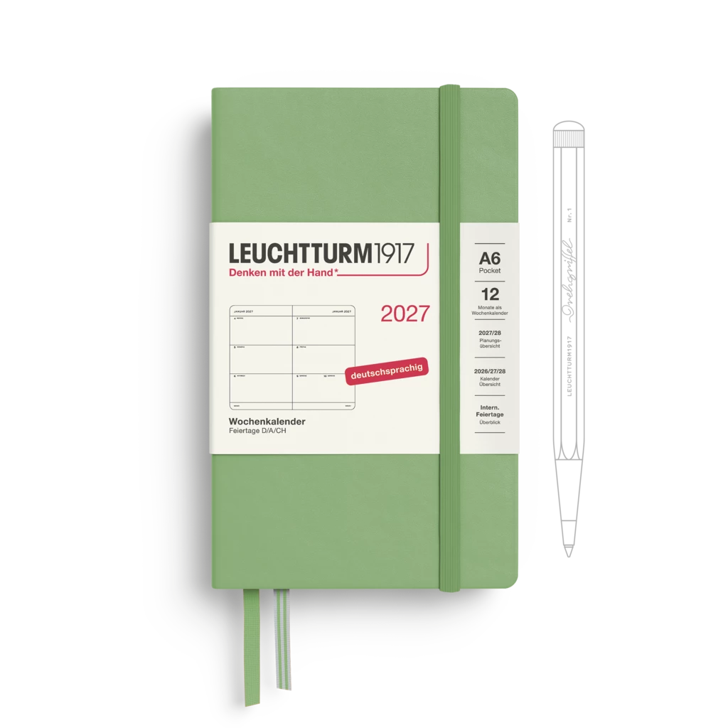 Wochenkalender Pocket (A6) 2027, Salbei, Deutsch