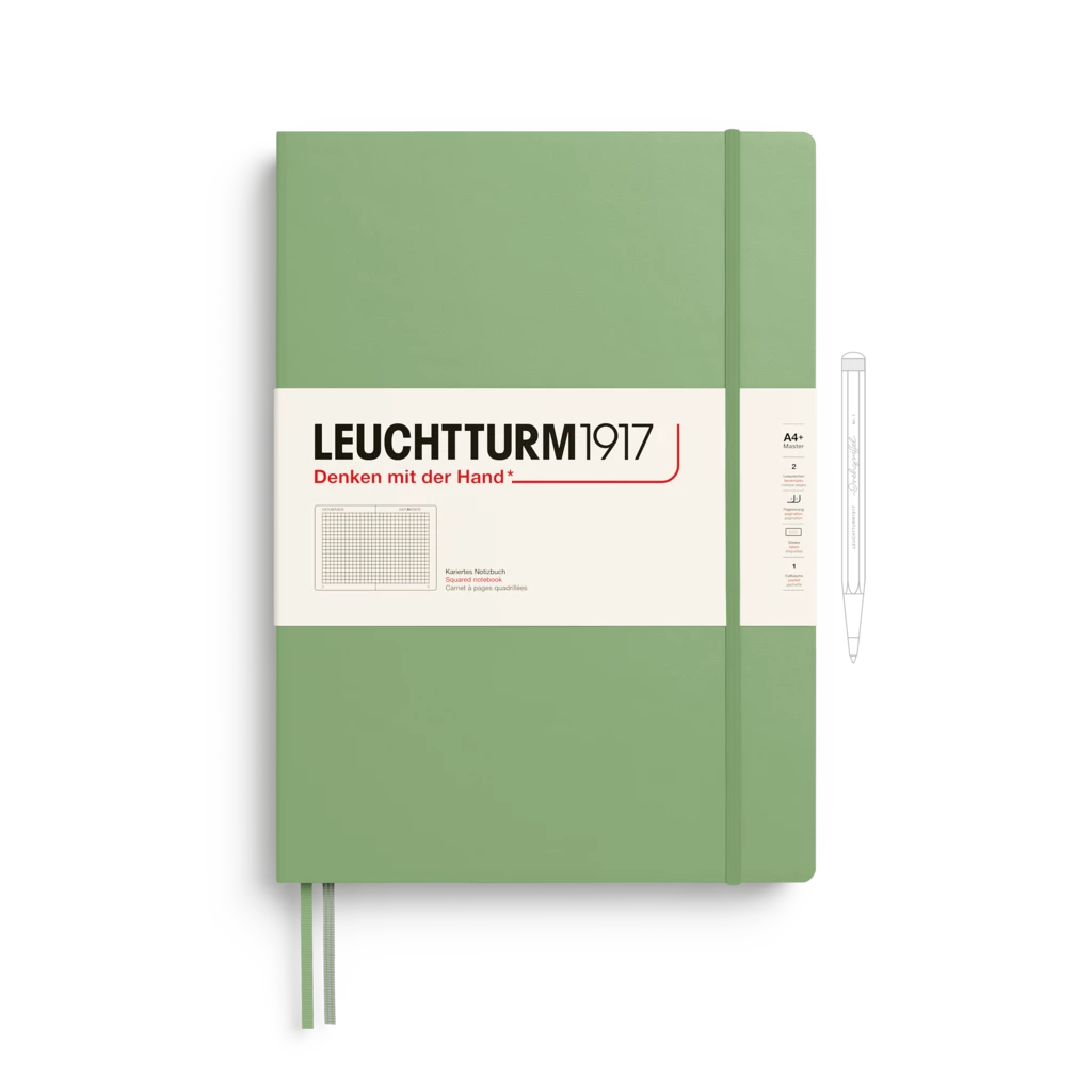 Notebook Master Classic (A4+), Hardcover, 235 numbered pages, Sage, squared Notebook Master Classic (A4+), Hardcover, 235 numbered pages, Sage, squared