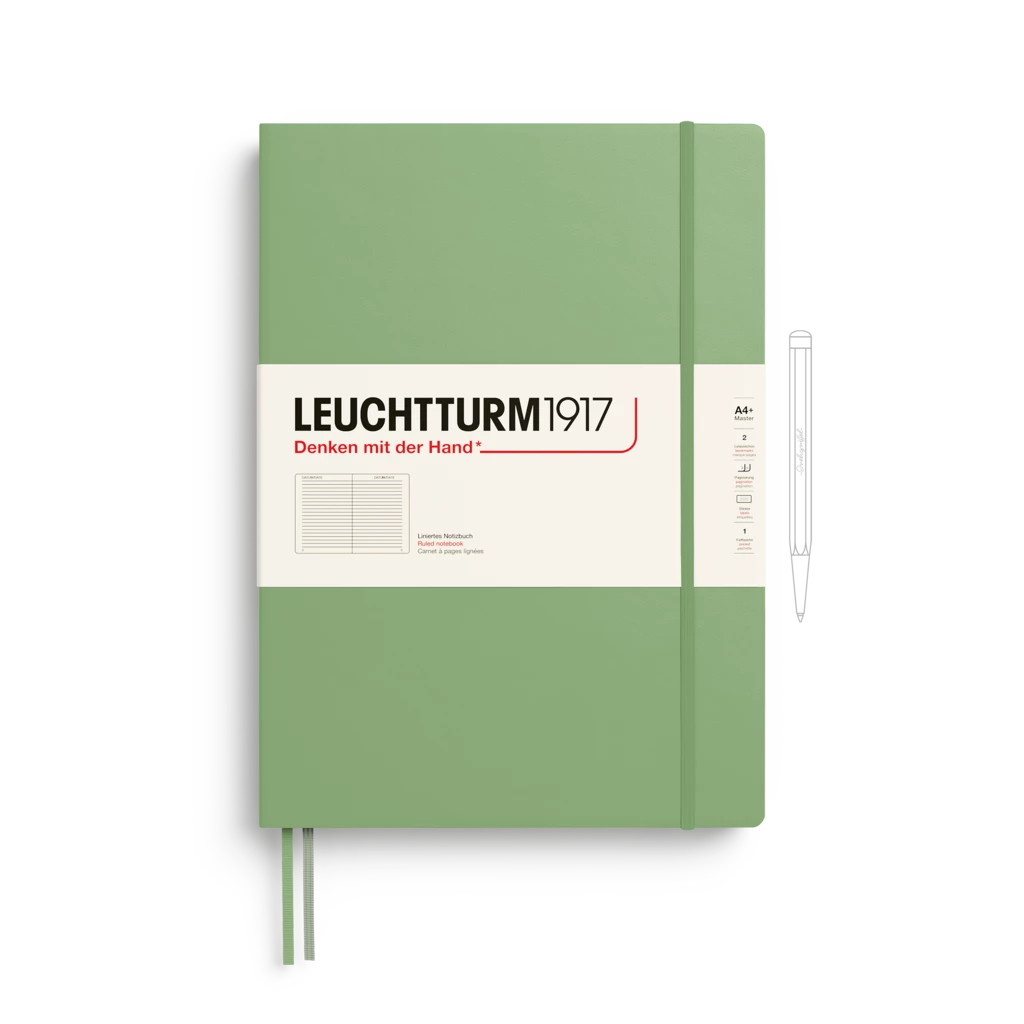 Notizbuch Master Classic (A4+), Hardcover, 235 nummerierte Seiten, Salbei, Liniert Notizbuch Master Classic (A4+), Hardcover, 235 nummerierte Seiten, Salbei, Liniert
