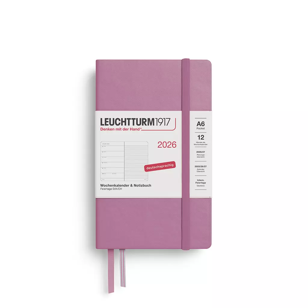Wochenkalender & Notizbuch Pocket (A6) 2026, Dusty Rose, Deutsch